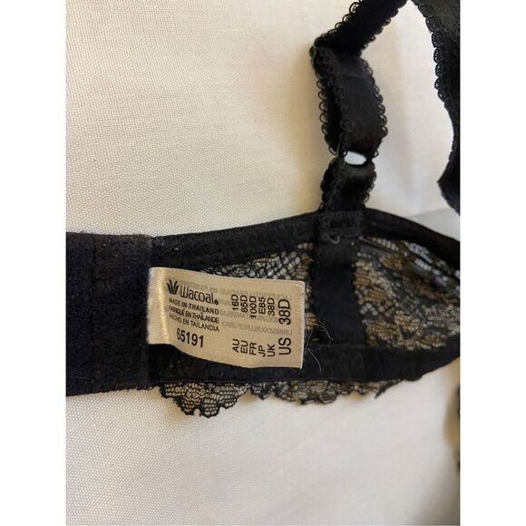 Wacoal 38D bra rn#61049 black and cream lace - Picture 2 of 4